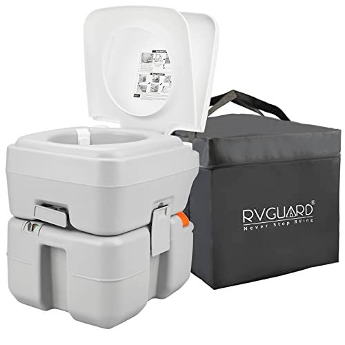 RVGUARD Portable Toilet, Portable Outdoor Camping and Traveling Toilet, 5.3 Gallon Waste Tank with Level Indicator, Come with Carry Bag and Wash Sprayer, for Camping, RV, Yacht and Truck Driver Use - Image 1