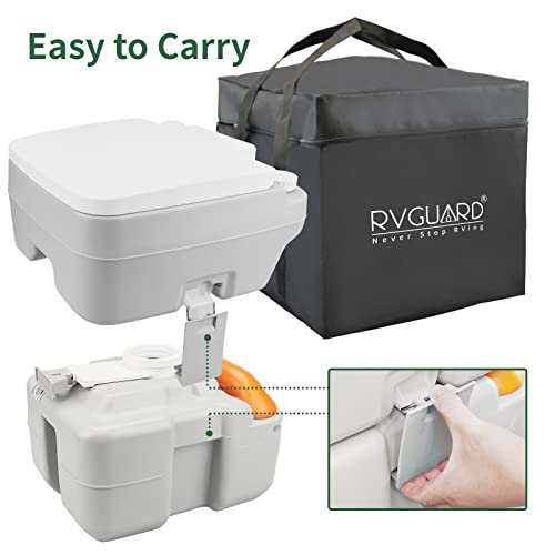 RVGUARD Portable Toilet, Portable Outdoor Camping and Traveling Toilet, 5.3 Gallon Waste Tank with Level Indicator, Come with Carry Bag and Wash Sprayer, for Camping, RV, Yacht and Truck Driver Use - Image 2
