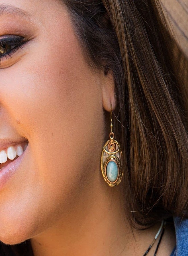Anju E2213 Mixed Metal Earrings with Amazonite - Image 2