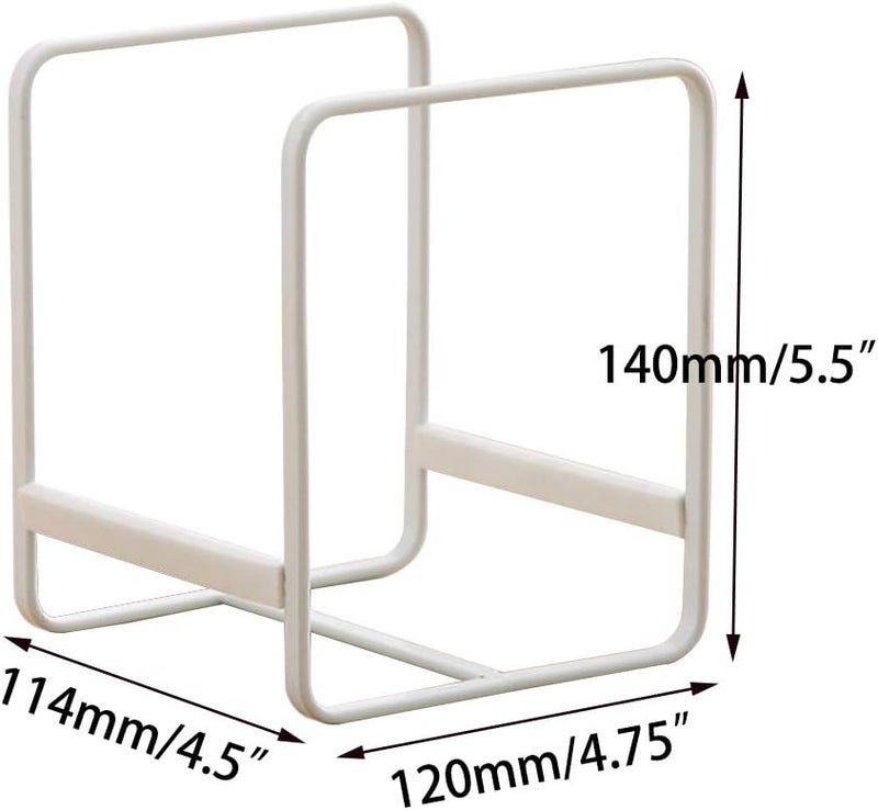 MINGFANITY 2PCS Plate Holders Organizer Metal Dish Storage Dying Display Rack for Cabinet Counter and Cupboard  White Small - Image 2