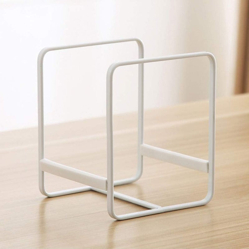 MINGFANITY 2PCS Plate Holders Organizer Metal Dish Storage Dying Display Rack for Cabinet Counter and Cupboard  White Small - Image 3