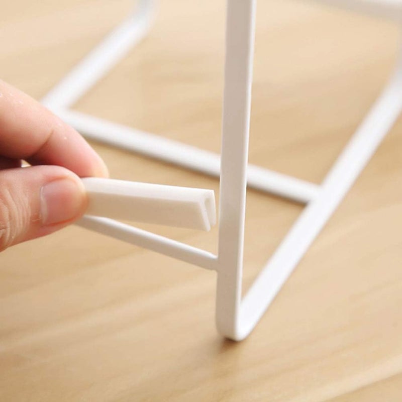 MINGFANITY 2PCS Plate Holders Organizer Metal Dish Storage Dying Display Rack for Cabinet Counter and Cupboard  White Small - Image 4