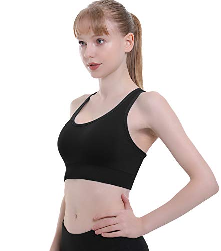 Double Couple Sports Bras for Women Padded High Impact Seamless Criss Cross Back Workout Tops Gym Activewear Bra Large - Image 5
