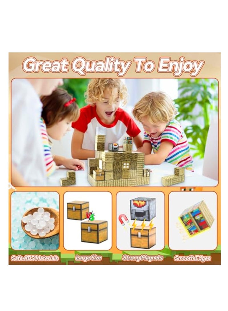 KASTWAVE 80PCS Magnetic Blocks, Build Mine Magnet World Set, Magnetic Blocks Building, Magnetic Tiles, Magnetic Construction Cube Toys, Buildable Game Elements Gifts, STEM Montessori Sensory Toys for Toddlers - Image 3