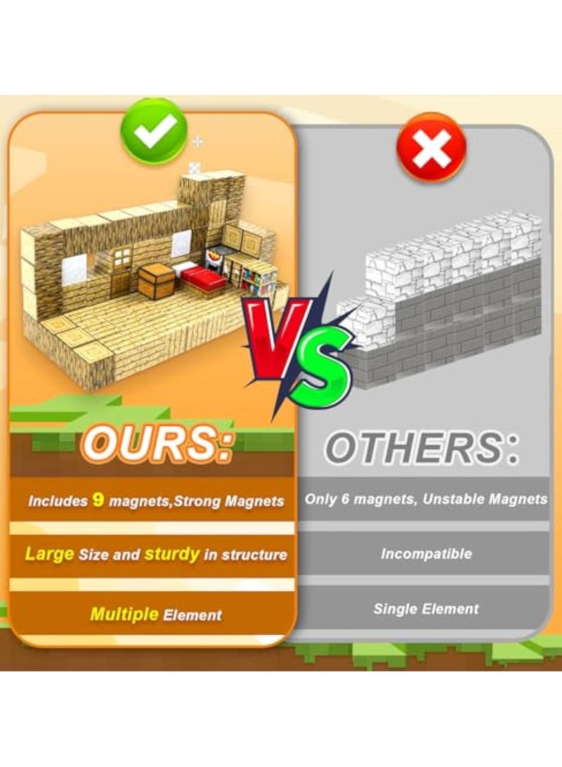 KASTWAVE 80PCS Magnetic Blocks, Build Mine Magnet World Set, Magnetic Blocks Building, Magnetic Tiles, Magnetic Construction Cube Toys, Buildable Game Elements Gifts, STEM Montessori Sensory Toys for Toddlers - Image 5