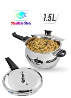 VINOD Splendid Plus 18/8 Stainless Steel Pressure Cooker Outer Lid 1.5 Litre  - Image 1