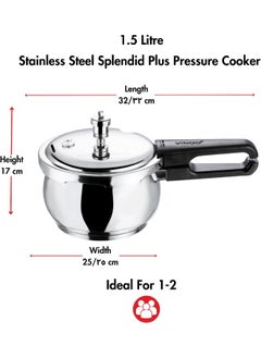VINOD Splendid Plus 18/8 Stainless Steel Pressure Cooker Outer Lid 1.5 Litre  - Image 3
