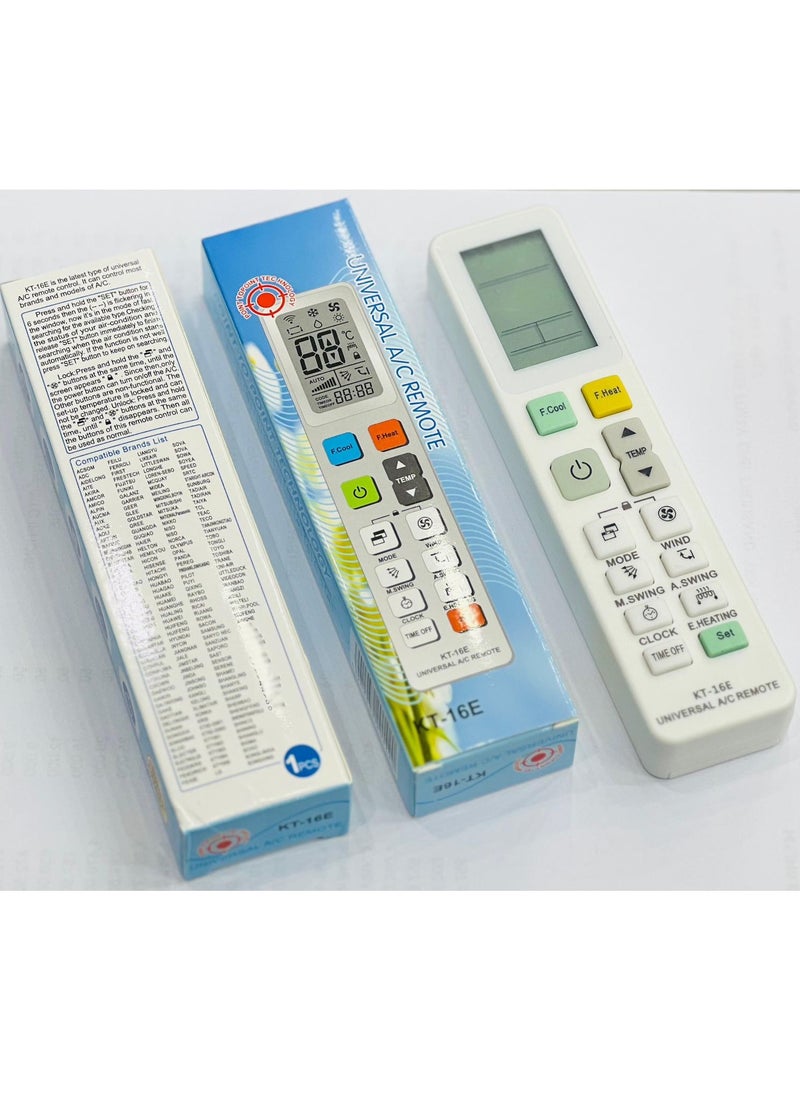Generic Universal AC Remote KT-16E with Digital LCD | Works with All Major Air Conditioner Brands | Easy Temperature Control, Wind Speed Adjustment & Timer Function  - Image 2