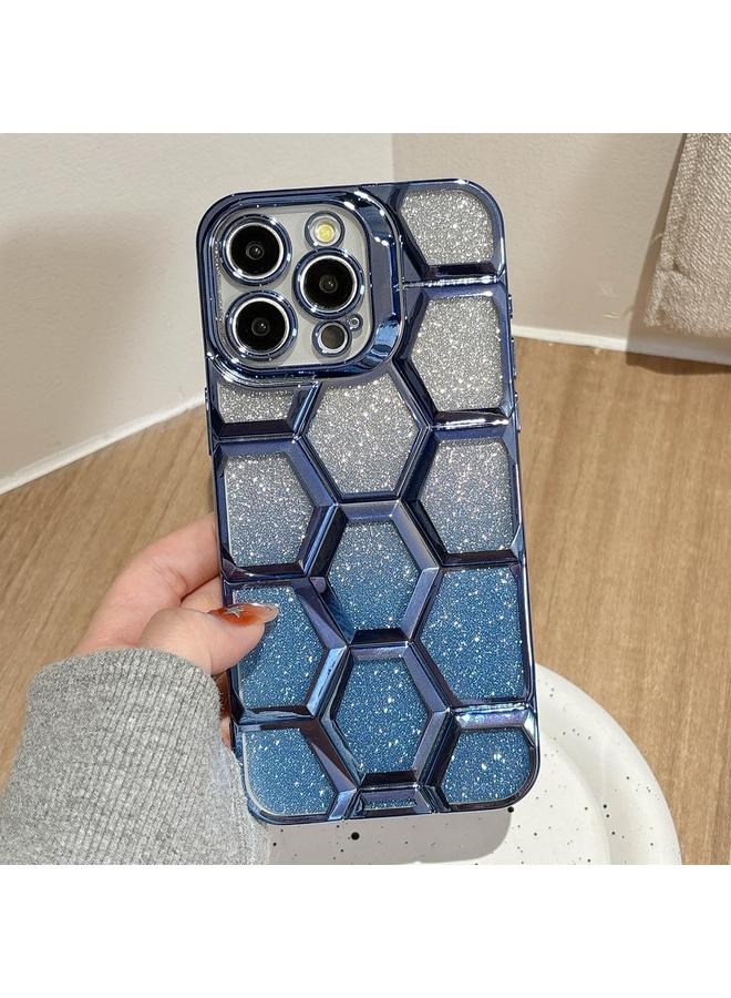 S-TOP Case For iPhone 12 Pro Electroplating Laser Engraving 3D Honeycomb Glitter TPU Phone Case - Image 1
