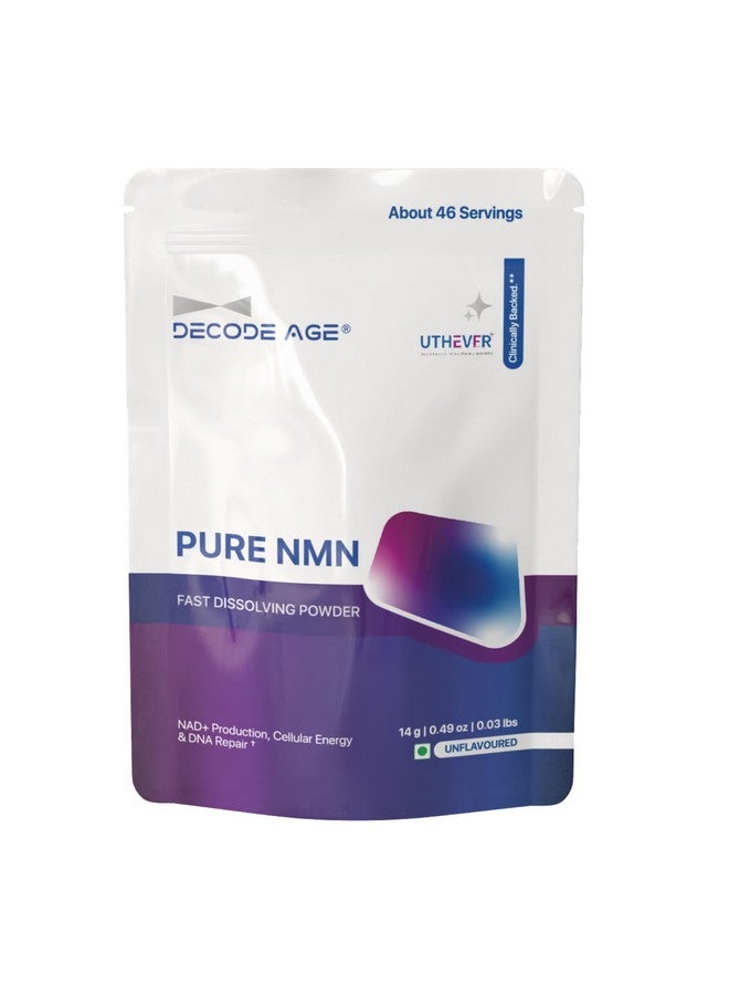 Decode Age Pure NMN, 99.9% Pure Beta NMN, High Bioavailability, NAD+ Booster for Energy, Metabolism, Cellular Repair & Skin Health, 14gm, 46 Servings - Image 1