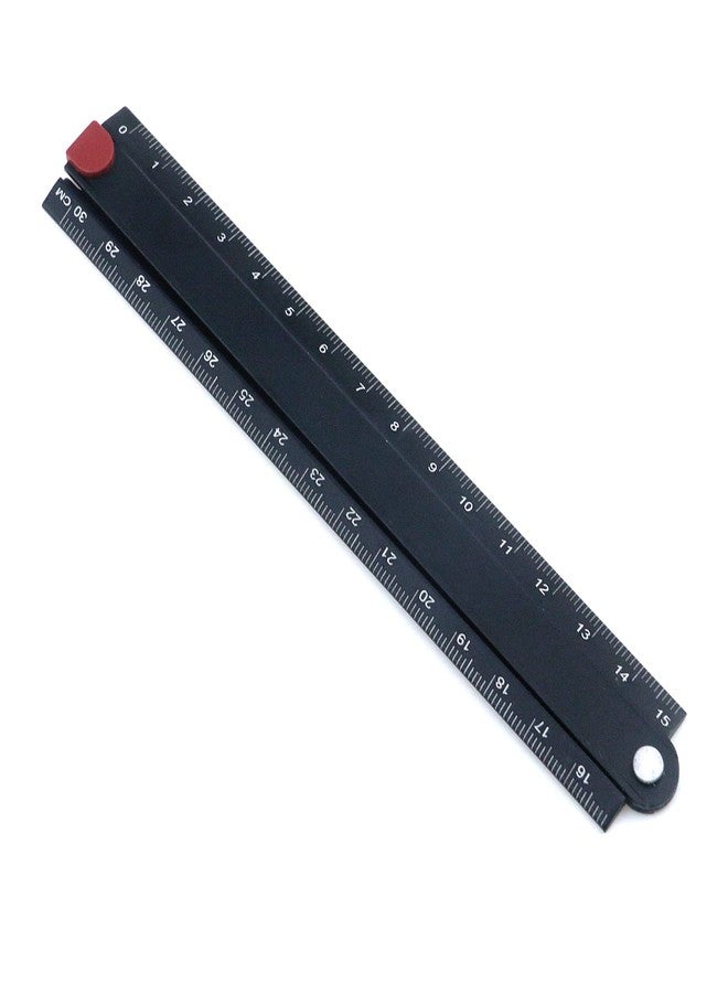 Pastlla 12" Folding Ruler, Aluminum Alloy Foldable Ruler 90°Folding Metal Stationery Ruler Angle Ruler Measuring Instrument Adjustable Geometry Measuring Ruler Multifunctional Inclinometer Measurement - Image 1