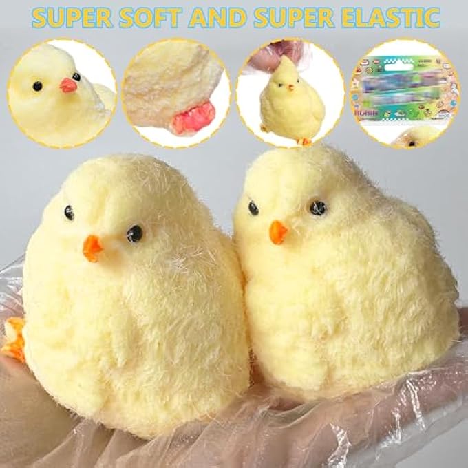 XPQKDC 2Pcs Handmade Chick Taba Squeeze Toys, Ultra Soft Stress Relief Fidget Toys, Silicone Squeeze Toys for Kids & Adults, Soft Anxiety Relief Toys for Office Travel Party Favors (2Pc Chicken) - Image 5