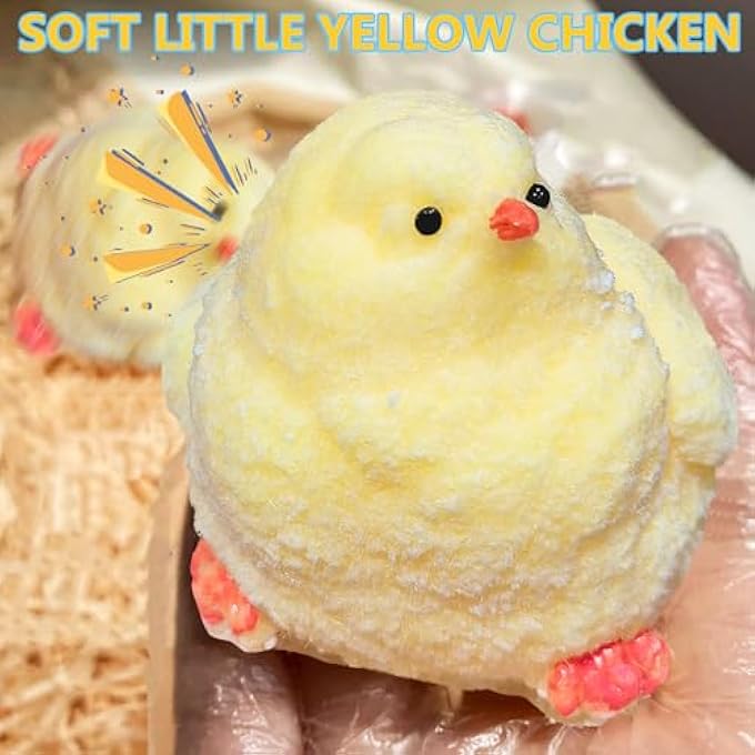 XPQKDC 2Pcs Handmade Chick Taba Squeeze Toys, Ultra Soft Stress Relief Fidget Toys, Silicone Squeeze Toys for Kids & Adults, Soft Anxiety Relief Toys for Office Travel Party Favors (2Pc Chicken) - Image 4