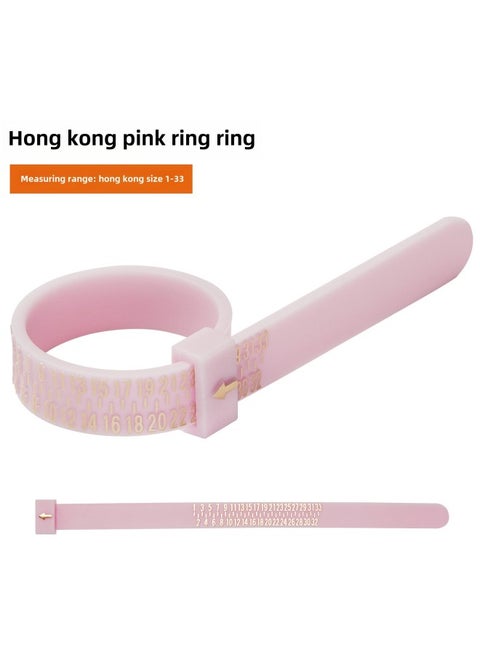 Euro Hong Kong Ring Measurement Ring American Code Finger Size Adjuster Standard Soft Size Ring Measurement Tool-Model:Hong Kong-pink