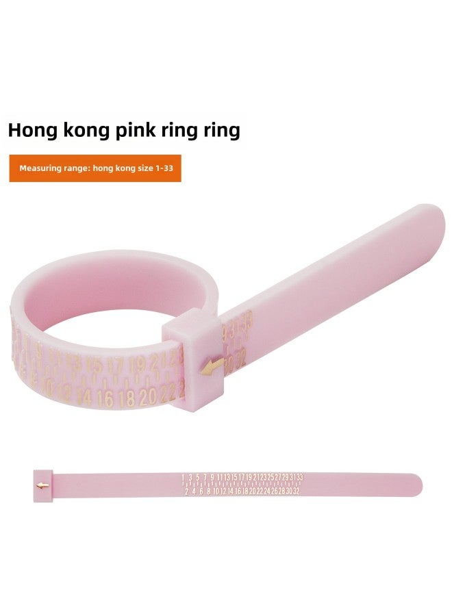 Euro Hong Kong Ring Measurement Ring American Code Finger Size Adjuster Standard Soft Size Ring Measurement Tool-Model:Hong Kong-pink