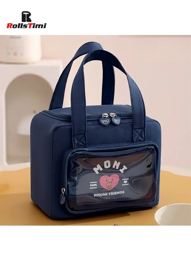 RollsTimi  8L Cartoon Large Capacity Tote Lunch Bag, Picnic Insulated Lunch Box Bag, Student Lunch Bag, Portable Vacation Beach Lunch Bag,Blue - Image 3