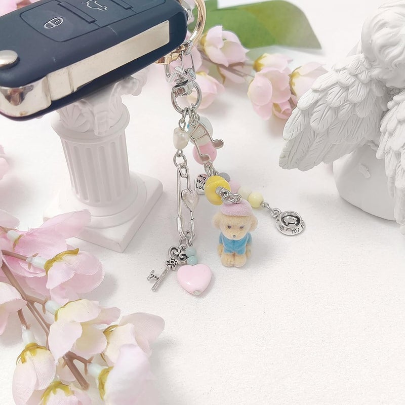 cioatu Cute Keychain Aesthetic Y2K Keychain Accessories Heart Butterfly Strawberry Bear Key Chain for Keys Bags Women Gifts - Image 4