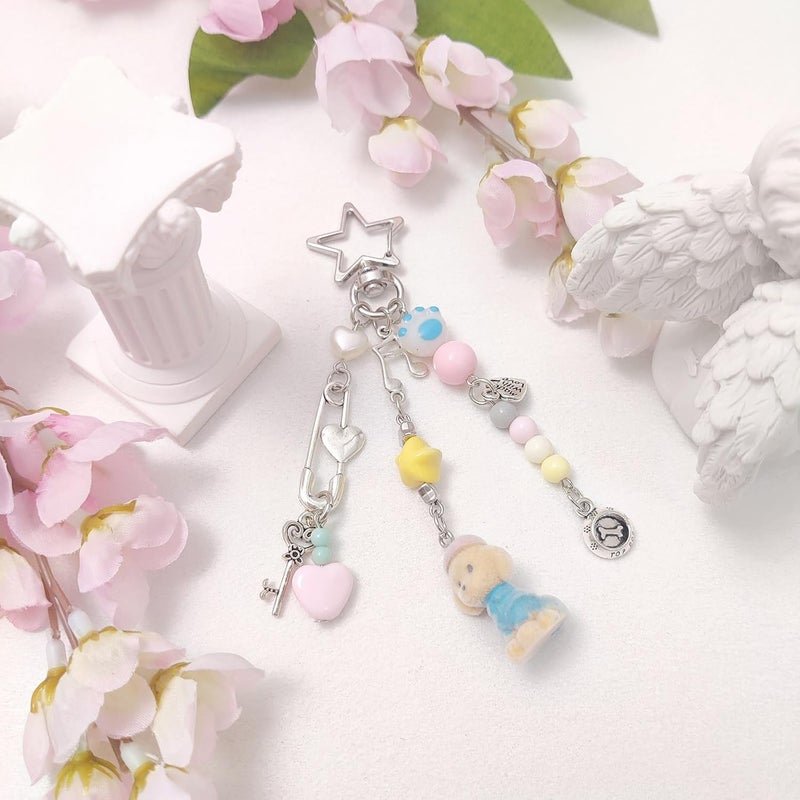 cioatu Cute Keychain Aesthetic Y2K Keychain Accessories Heart Butterfly Strawberry Bear Key Chain for Keys Bags Women Gifts - Image 2