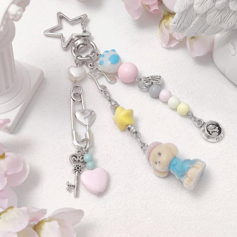 cioatu Cute Keychain Aesthetic Y2K Keychain Accessories Heart Butterfly Strawberry Bear Key Chain for Keys Bags Women Gifts - Image 3