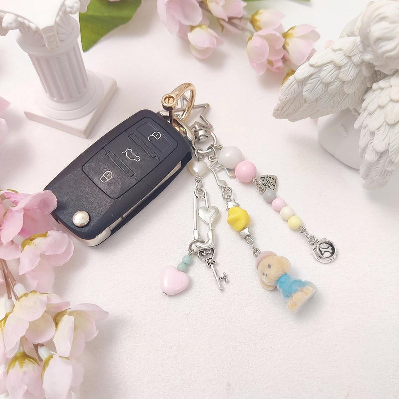 cioatu Cute Keychain Aesthetic Y2K Keychain Accessories Heart Butterfly Strawberry Bear Key Chain for Keys Bags Women Gifts - Image 5