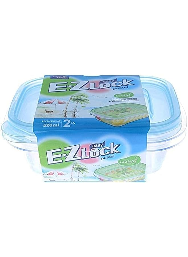 LocknLock Ez Lock Pastel Rectangular Container, Set Of 2 Piece   Blue Hle6300W - Image 1