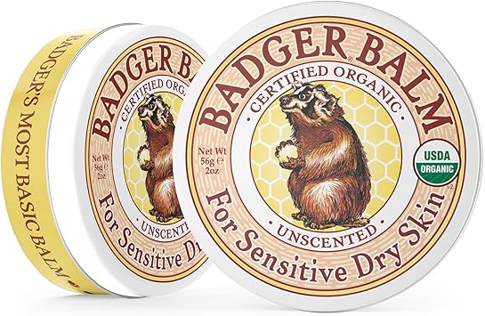 Badger بلسم بادجر غير المعطر مع زيت الزيتون البكر وشمع العسل للبشرة الجافة الحساسة يهدئ وينعم البشرة المتشققة - Image 3