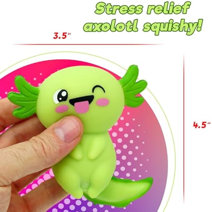 Ja-Ru Smushy Stuffed Axolotl Toy (1 Axolotl Assorted Color) Ugly Cute Stretchy Twisty Animal Kids Toys for Boy and Girl. Smush Fidget Silly Squeez Stress Relief Axolotls Figure 4743-1 - Image 4