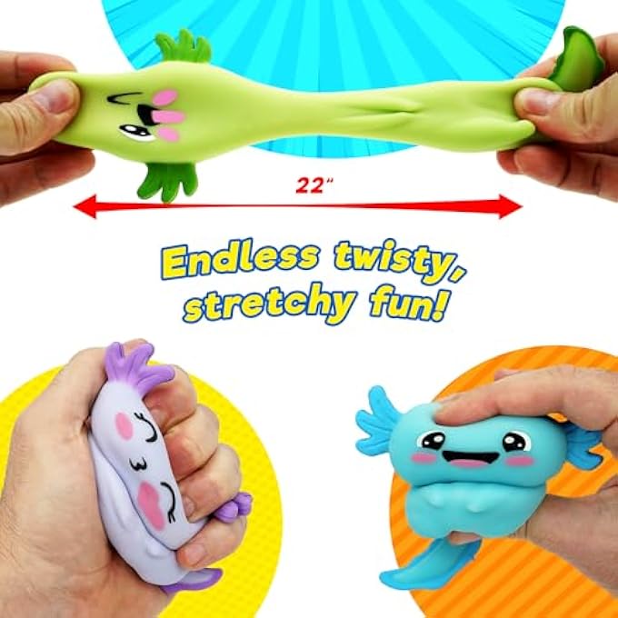 Ja-Ru Smushy Stuffed Axolotl Toy (1 Axolotl Assorted Color) Ugly Cute Stretchy Twisty Animal Kids Toys for Boy and Girl. Smush Fidget Silly Squeez Stress Relief Axolotls Figure 4743-1 - Image 3