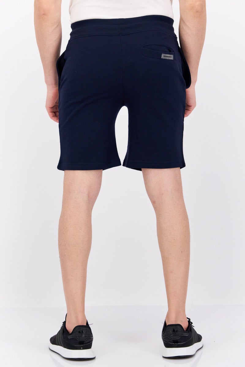 CROSSHATCH Men Drawstring Brand Logo Basic Shorts, Navy - Image 3