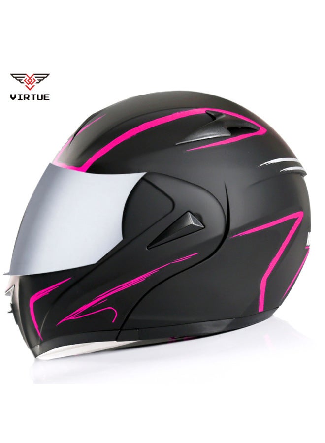 Virtue Electric Car Helmet - DOT/3C Certified Double Lens Open Face Helmet (Silver Plated Mirror)