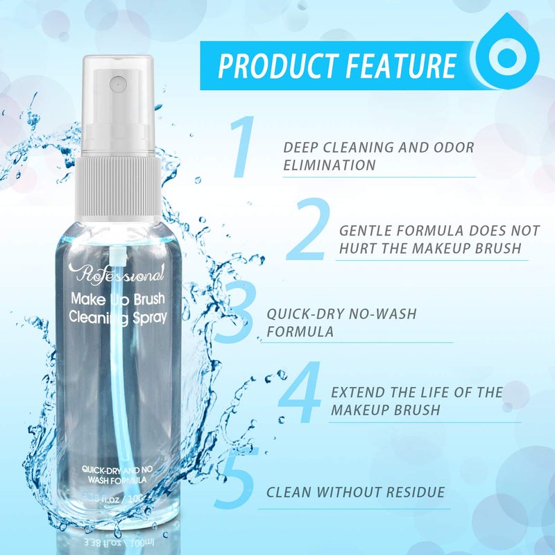 Felico Makeup Brush Cleaner for Cosmetic Brushes, No-washing Quick Drying Deep Cleaning Spray Ideal for Makeup Brushes Sponges for Women Girls 3.38 oz - Image 2