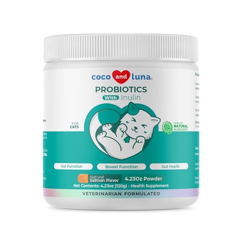 Coco and Luna Probiotics for Cats - Diarrhea & Gas Support - with Inulin and Prebiotics - Digestive Gut Health - Allergies, Constipation Support (Powder for Cats) - Image 1