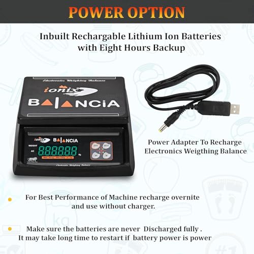 IONIX Made In India, Dual Display Weight scale with 1 Year Warranty & 8 hours battery Backup 30 kg capacity, Weight Machine for Shop | Weighing Machine | Weighing Machine for Shop 1 Piece, Black - Image 2
