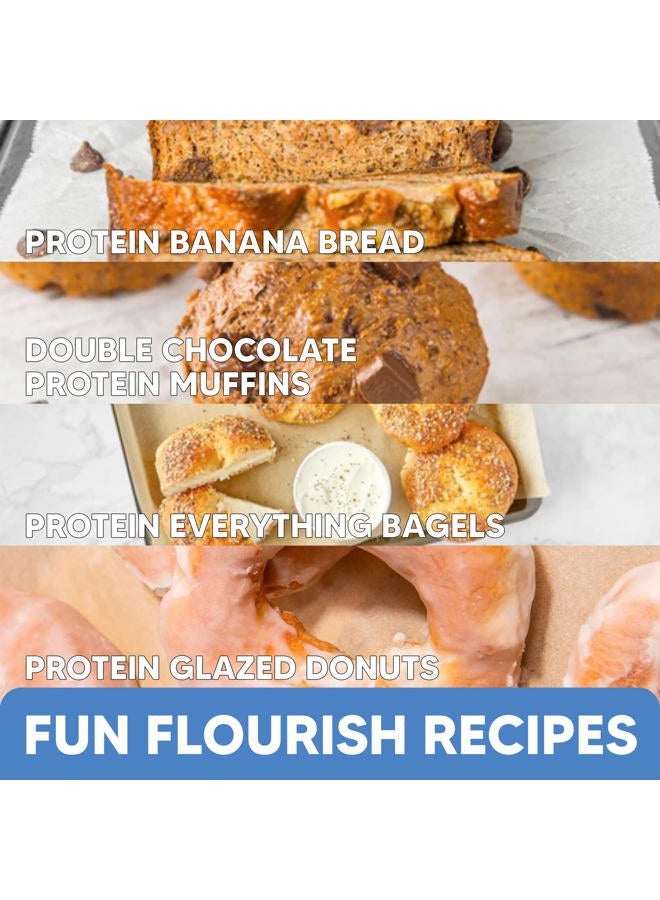 FLOURISH خليط فطائر ووافل البروتين، بروتين مصل اللبن المعزول وبذور الكتان، غير معدلة وراثيًا، بدون سكر مضاف، غذاء خارق، عالي البروتين والألياف، فقط أضف الماء - فانيليا، 16 أونصة - Image 4