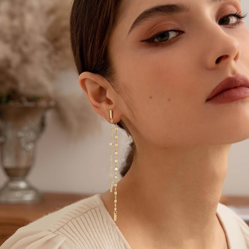 Robaice Gold Dangle Earrings for Women Dainty Long Tassel Drop Earrings Trendy, Hypoallergenic Dangling Lip Chain Earrings for Women Jewelry - Image 4