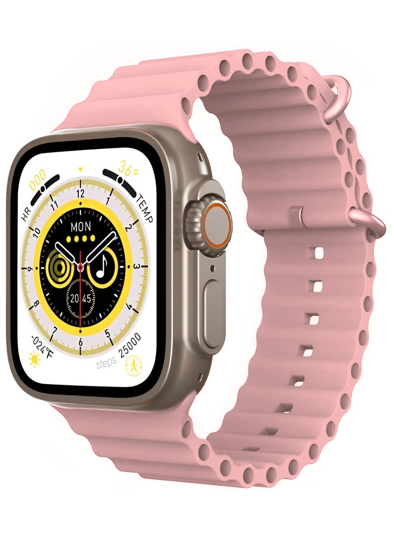 X8+ Ultra Smart Watch Bluetooth NFC Wireless Charging - Pink