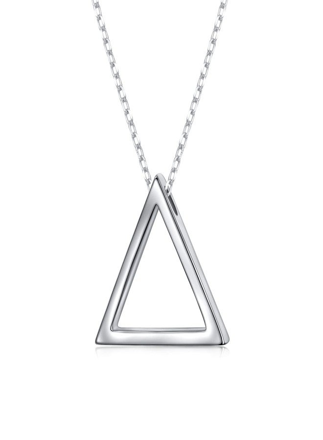 DAOCHONG 925 Sterling Silver Geometric Jewelry Minimalist Triangle Pendant Necklace for Women Birthday Christmas - Image 1