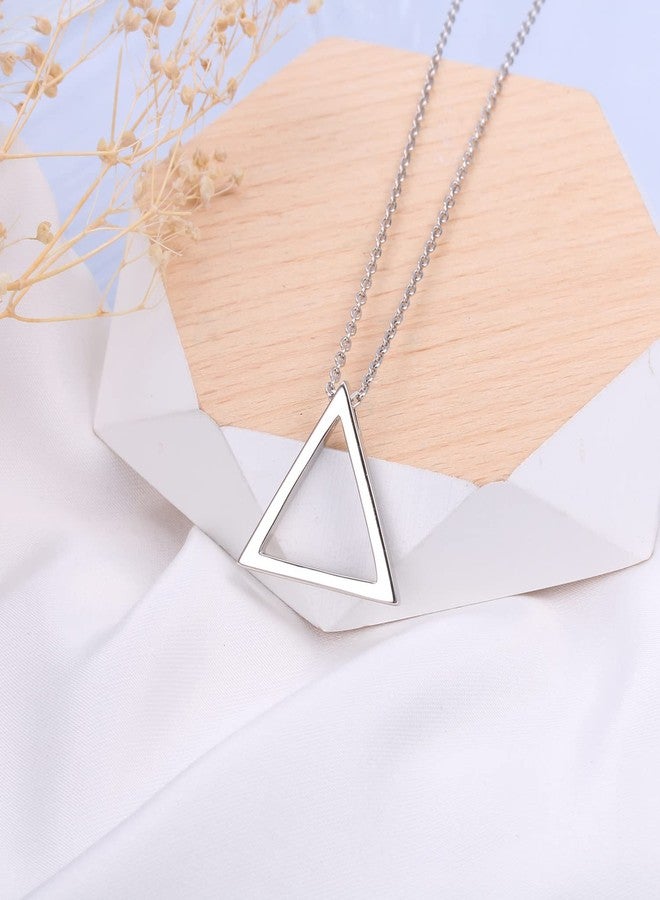 DAOCHONG 925 Sterling Silver Geometric Jewelry Minimalist Triangle Pendant Necklace for Women Birthday Christmas - Image 5