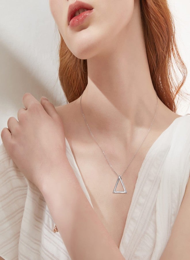 DAOCHONG 925 Sterling Silver Geometric Jewelry Minimalist Triangle Pendant Necklace for Women Birthday Christmas - Image 2