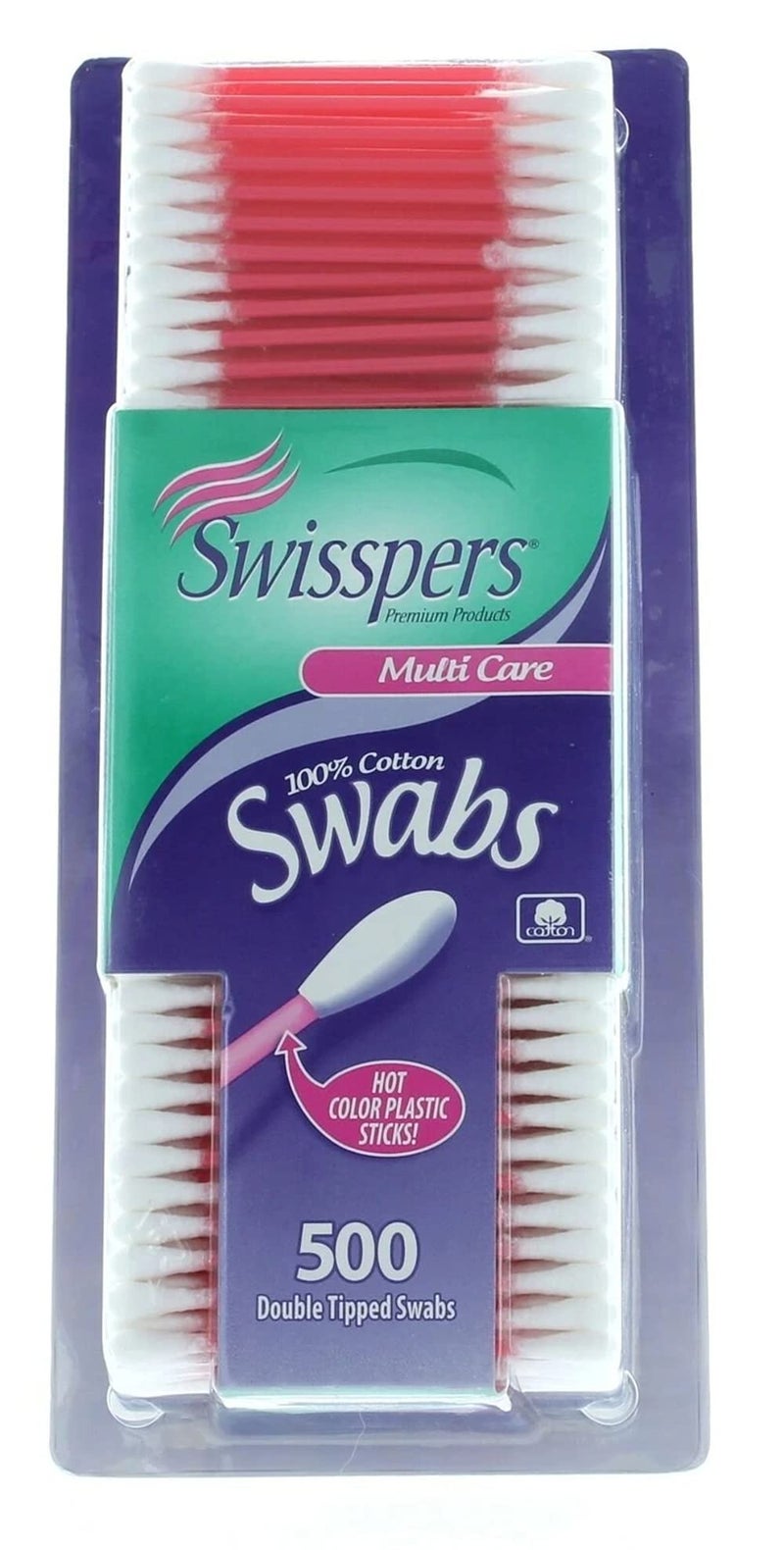 Swisspers Double Tipped Cotton Swabs 500 ea,Pack of 2, Colors May Vary - Image 4