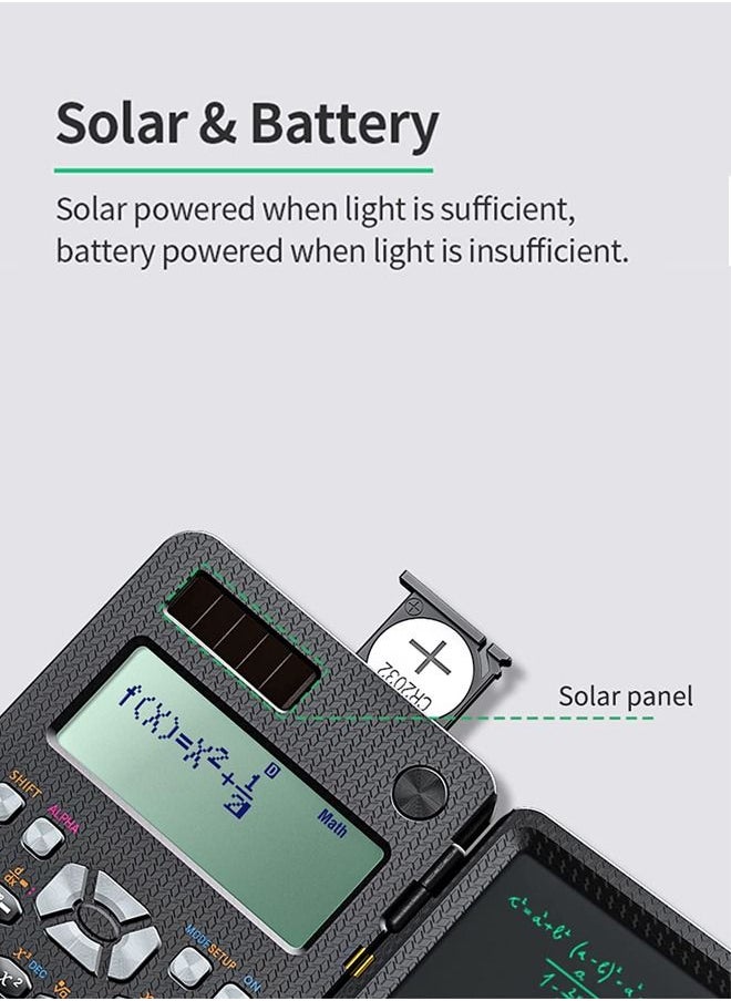 ULHYC - Scientific Calculator with LCD Notepad 417 Functions Professional Portable Foldable Calculator for Students Upgraded 991ES Black - Image 1