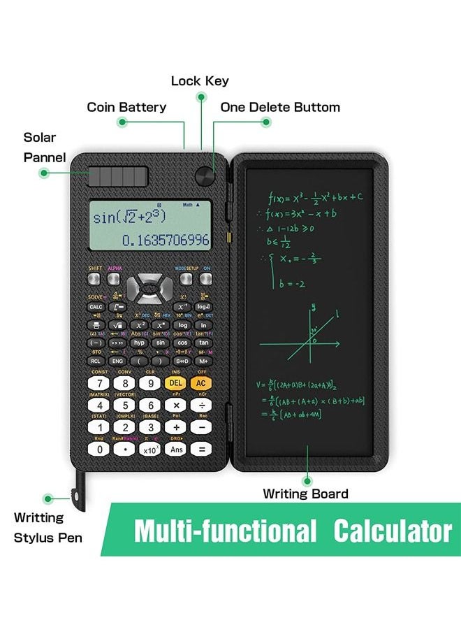 ULHYC - Scientific Calculator with LCD Notepad 417 Functions Professional Portable Foldable Calculator for Students Upgraded 991ES Black - Image 1