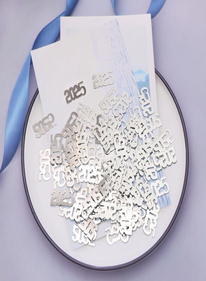 ONLYKXY 200pcs 2025 Confetti New Year Table Decor Glitter Confetti Christmas Confetti for Birthday Wedding Foil Theme Thanks Giving Eve Party Valentine's Day Scatter Bless Confetti (Silver) - Image 4