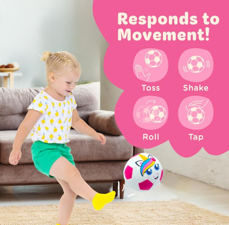 Move2Play، لعبة تفاعلية مضحكة مع موسيقى وتأثيرات صوتية | هدية عيد ميلاد للصبي والفتاة | كرة للأطفال والرضع | داخلية/خارجية | العمر 6، 9، 12+ شهر | 1، 2، 3+ سنة | كرة قدم وردية - Image 3