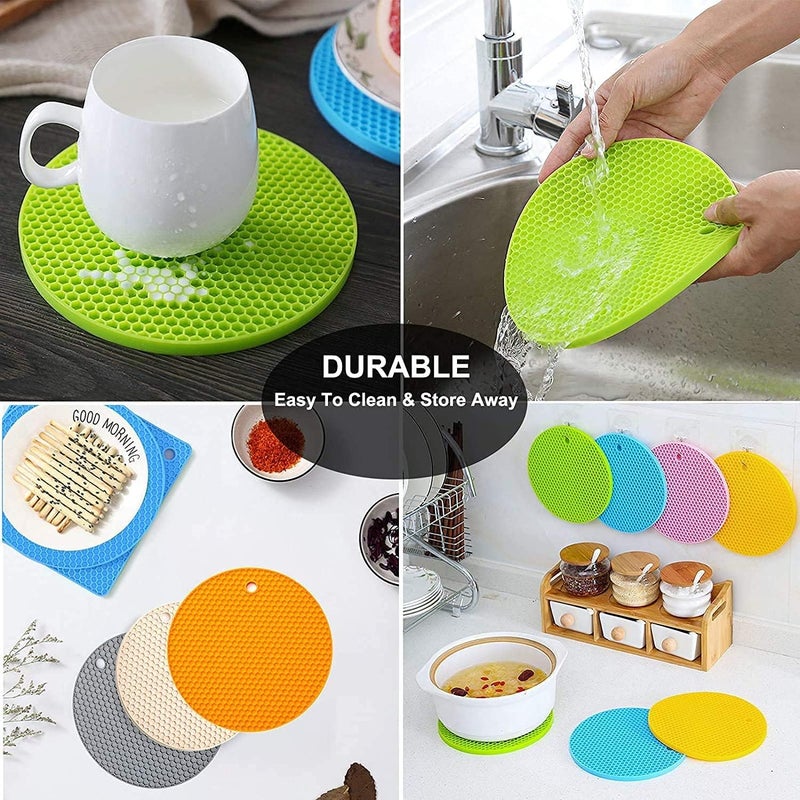 Zerolex Zerolex Small Round Silicone Mat,Silicone Hot Pads,Pot Holder,Spoon Rest, Jar Opener,Non Slip & Heat Resistant Kitchen Table Mats (Pack of 2) - Image 2
