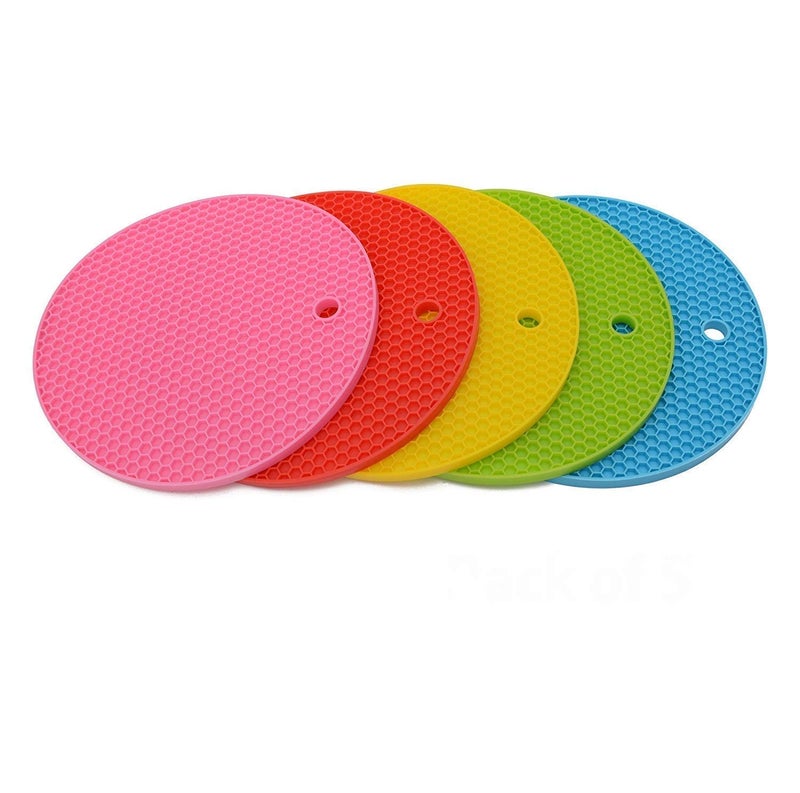 Zerolex Zerolex Small Round Silicone Mat,Silicone Hot Pads,Pot Holder,Spoon Rest, Jar Opener,Non Slip & Heat Resistant Kitchen Table Mats (Pack of 2) - Image 1