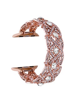Replacement Strap Diamonds Twist Metal Watch Band For Apple Watch 8 45mm Rose Gold White