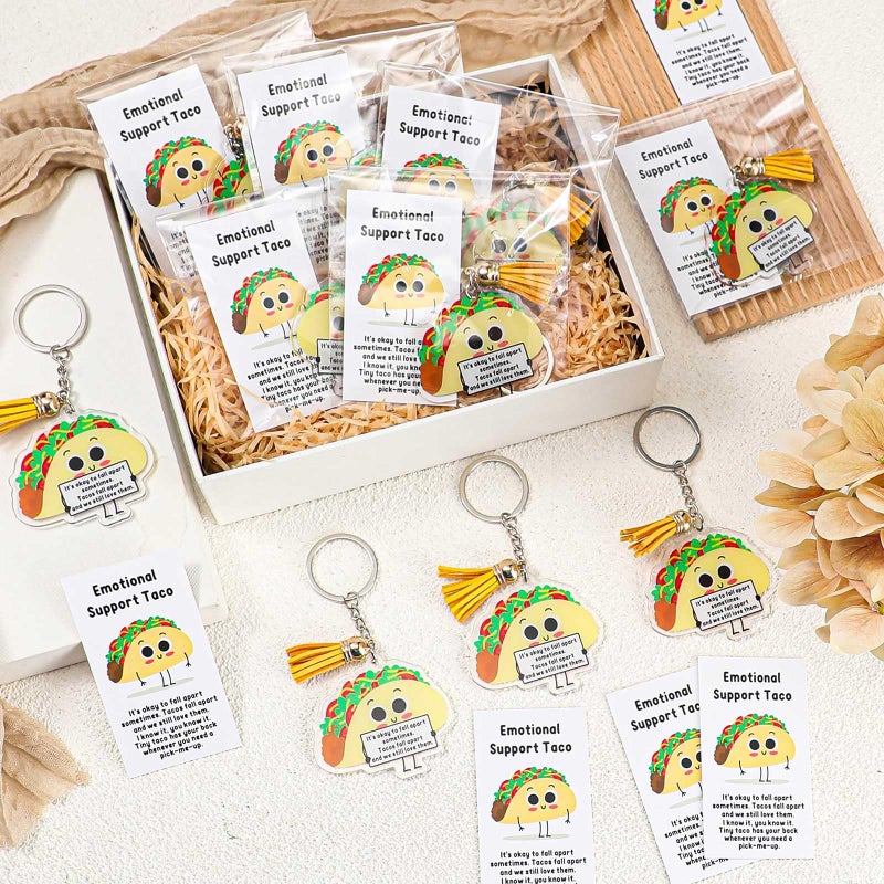 Siifert 24 Set Employee Appreciation Gift Emotional Positive Support Taco Keychain for Taco Lover Coworker Team Staff Office Nurse - Image 4