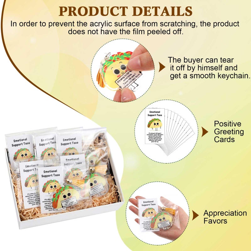 Siifert 24 Set Employee Appreciation Gift Emotional Positive Support Taco Keychain for Taco Lover Coworker Team Staff Office Nurse - Image 3