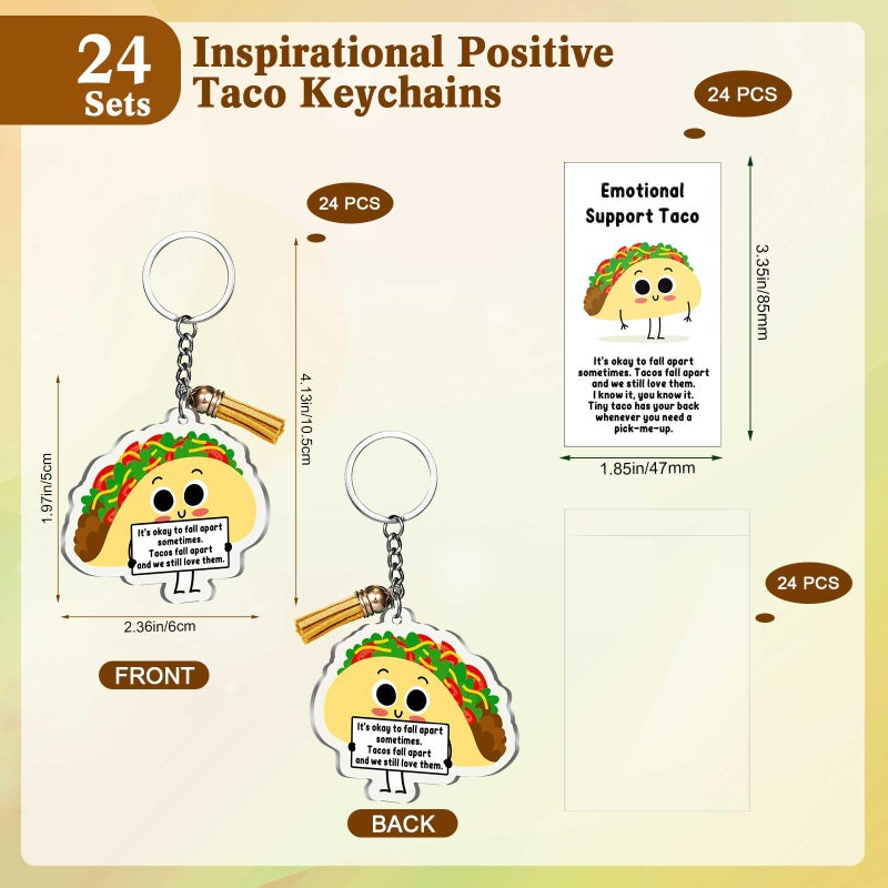 Siifert 24 Set Employee Appreciation Gift Emotional Positive Support Taco Keychain for Taco Lover Coworker Team Staff Office Nurse - Image 2